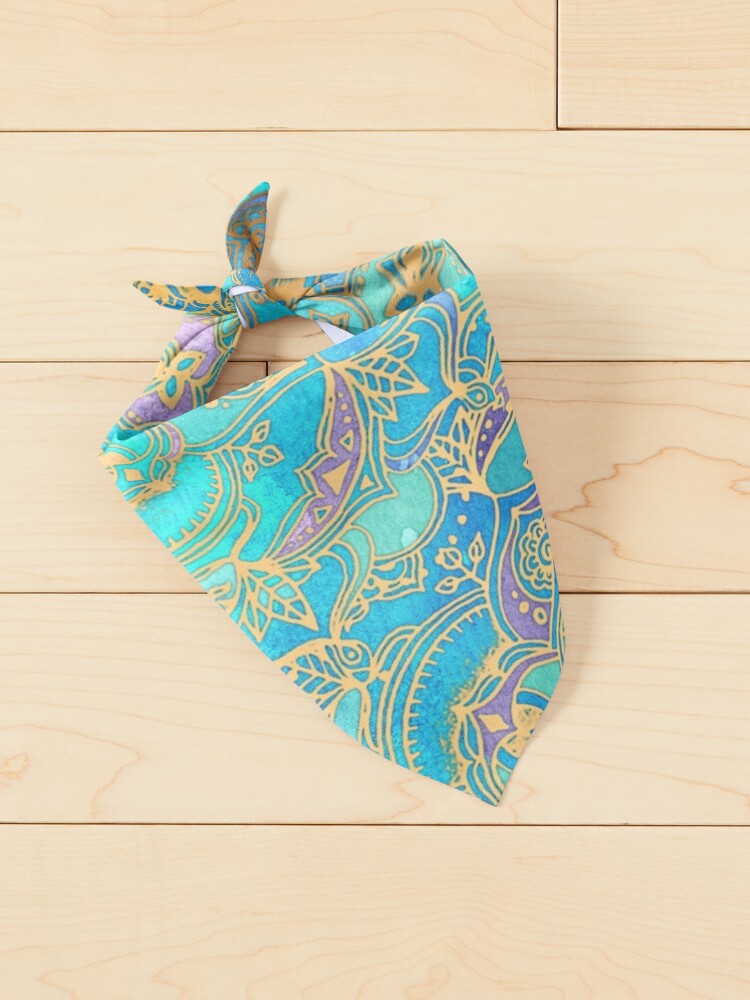 Alternate view of Sapphire & Jade Stained Glass Mandalas Pet Bandana