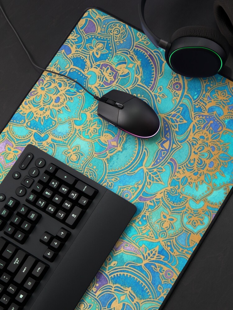 Thumbnail 4 of 5, Mouse Pad, Sapphire & Jade Stained Glass Mandalas designed and sold by micklyn.