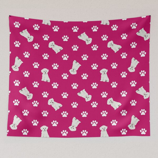 Item preview, Paw Polka Dogs - Bichon Frise Pink designed and sold by PenelopeJaneArt.