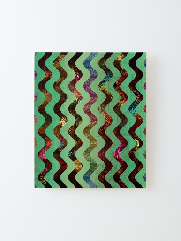 Green Colorful Geometric Waves Artwork by Pamela Arsena