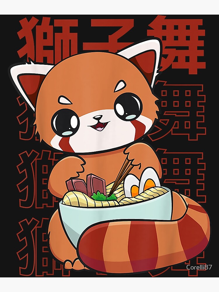 "I Love Ramen Red Panda Japanese Noodles Anime" Poster for Sale by