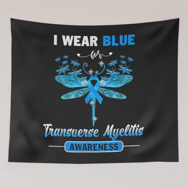 Item preview, I Wear Blue Transverse Myelitis Awareness Dragonfly designed and sold by Corelli87.