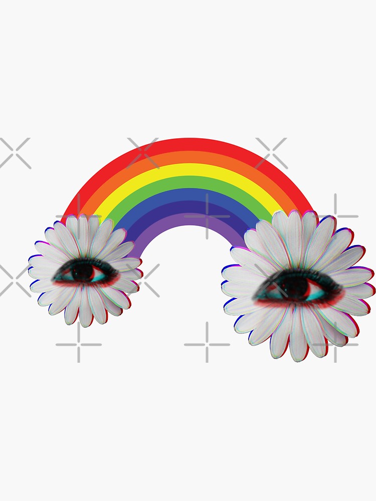 Dreamcore Weirdcore Aesthetics Rainbow Flower Eyes Sticker for Sale by  ghost888