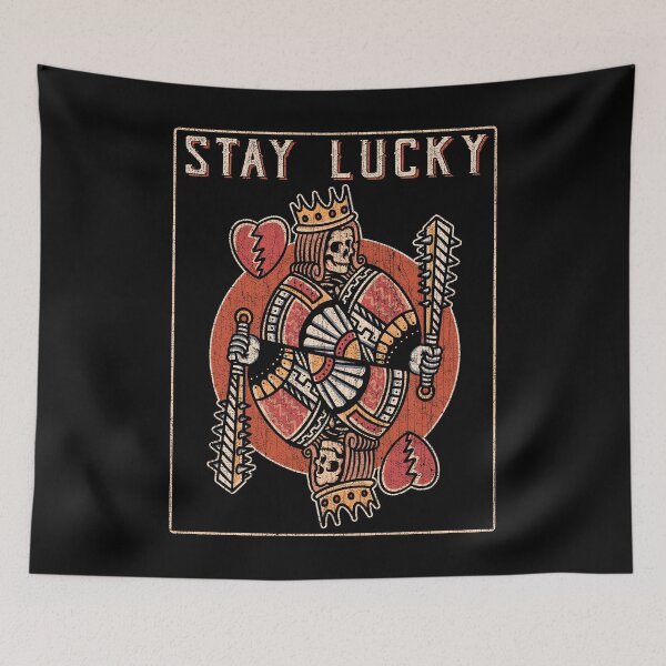 Item preview, Stay Lucky, Playing Card King of Hearts, Neo Traditional, Old School Tattoo Design designed and sold by Proverbial Wisdom Design.