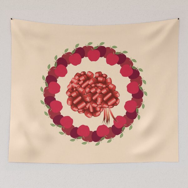 Item preview, Circular apple fruit pattern with red ribbons designed and sold by Fly Of Eagle.