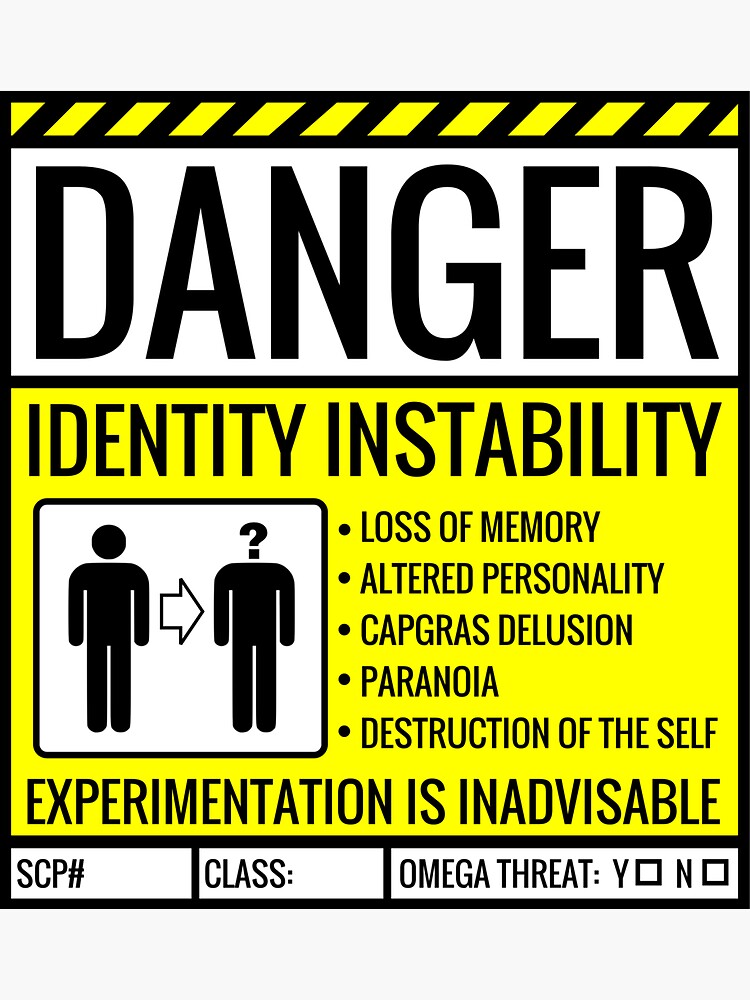 Thumbnail 3 of 3, Sticker, Danger: Identity Instability designed and sold by gourmetcheeses.