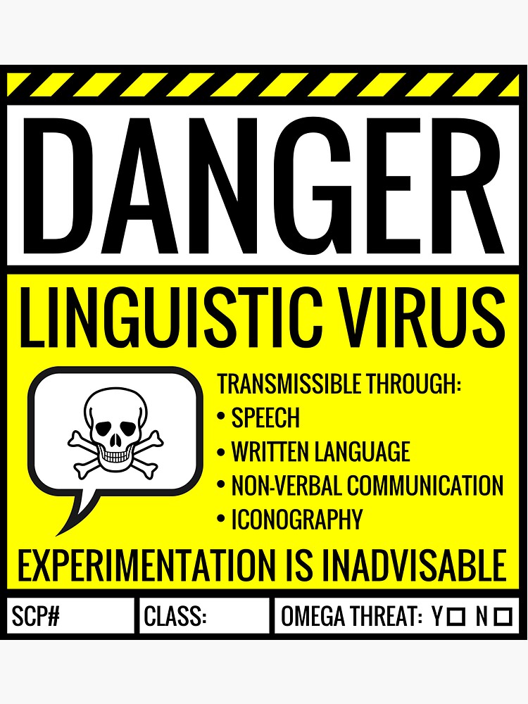 Thumbnail 3 of 3, Sticker, Danger: Linguistic Virus designed and sold by gourmetcheeses.