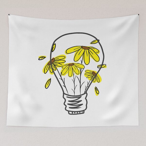 Item preview, Light Bulb with Yellow Flowers designed and sold by Unaiza Khalid.