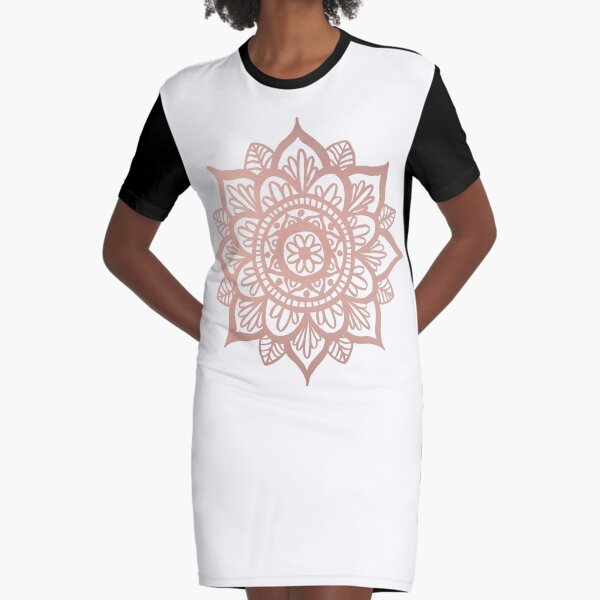 New Rose Gold Mandala Graphic T-Shirt Dress