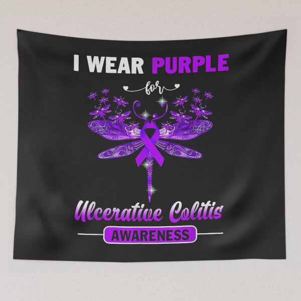 Item preview, I Wear Purple Ulcerative Colitis Awareness Dragonfly designed and sold by Corelli87.