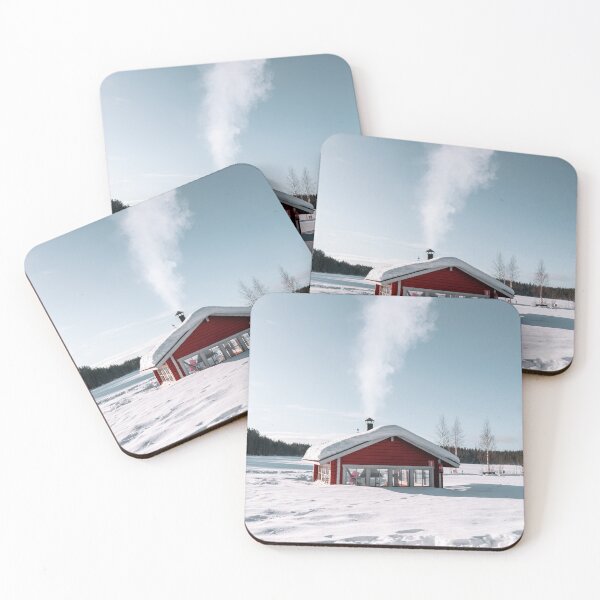 Item preview, Red cabin in the snow  designed and sold by Tvdesignx.
