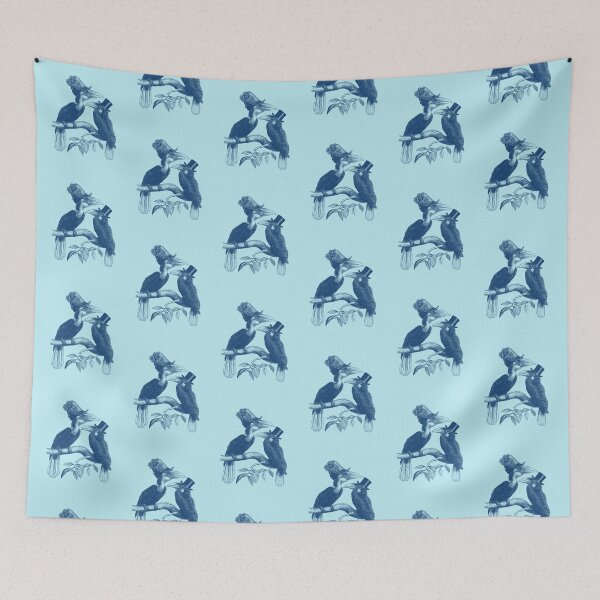 Item preview, Cute Hornbill Couple (all blue version) designed and sold by Madame Memento.