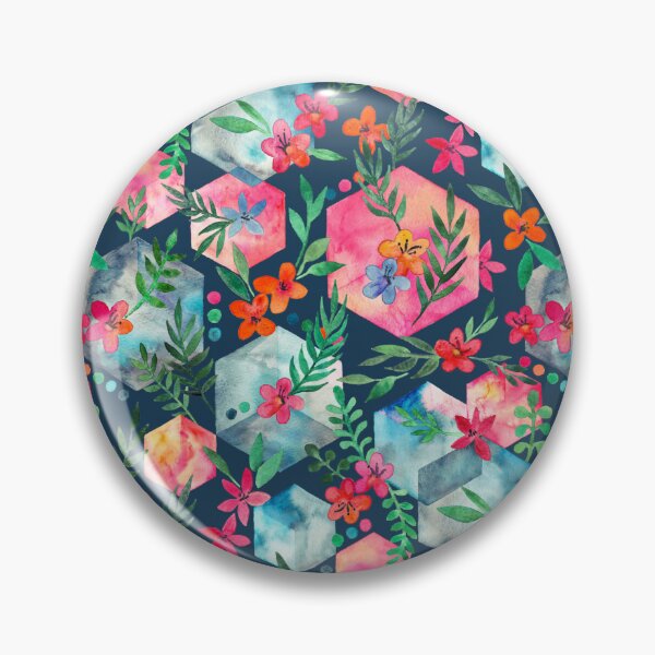 Item preview, Whimsical Hexagon Garden on Blue designed and sold by micklyn.