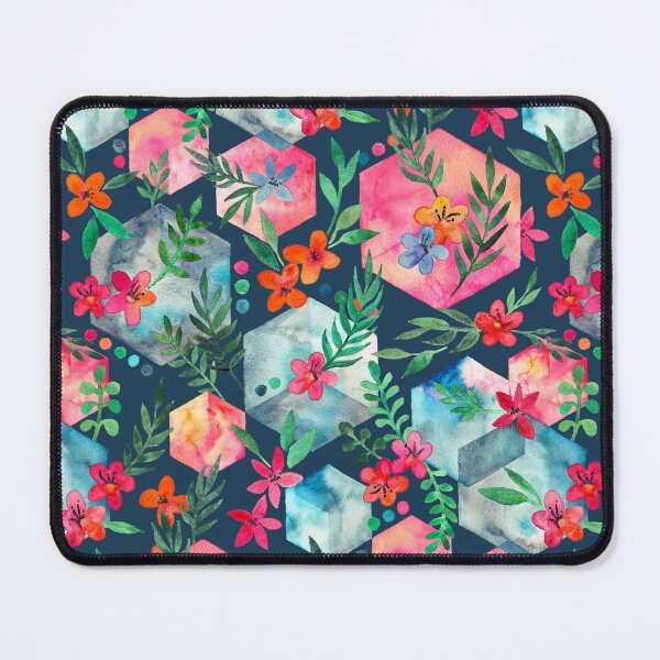 Item preview, Whimsical Hexagon Garden on Blue designed and sold by micklyn.