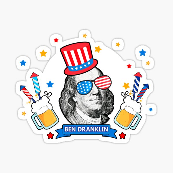 Vista previa del artículo con la obra «DIVERTIDO 4 de julio Ben Franklin Drinkin - Fuegos artificiales de cerveza y libertad patriótica», diseñado y vendido por originalsusie.