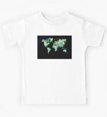 world map 87 green blue Kids Tee