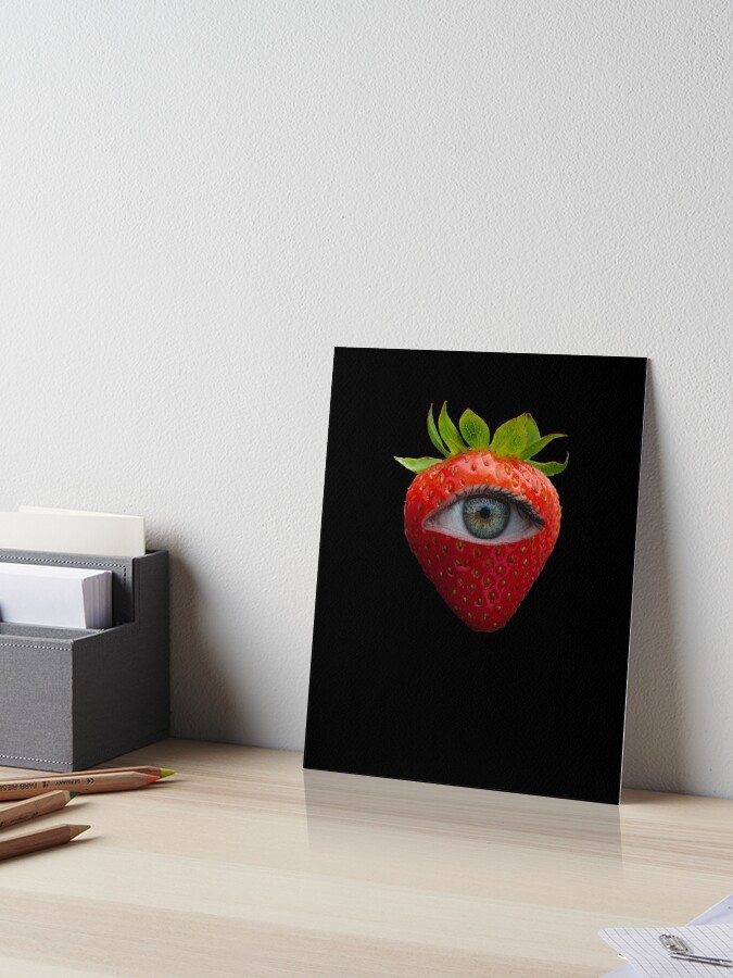 Weirdcore Aesthetics Dreamcore Glitch Eyed Strawberry | Art Board Print