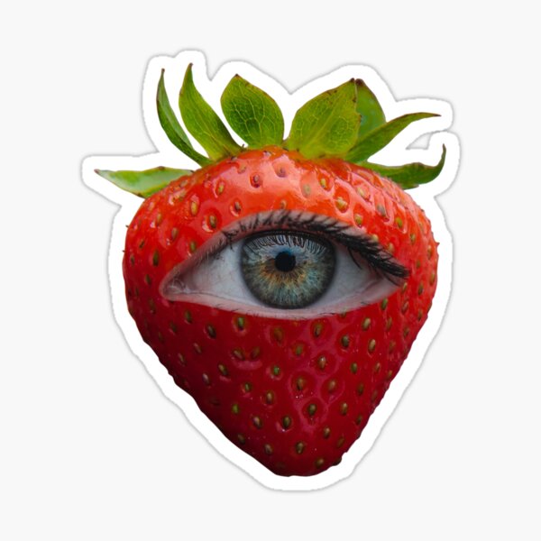 Weirdcore Aesthetics Dreamcore Eyed Strawberry Sticker For Sale By