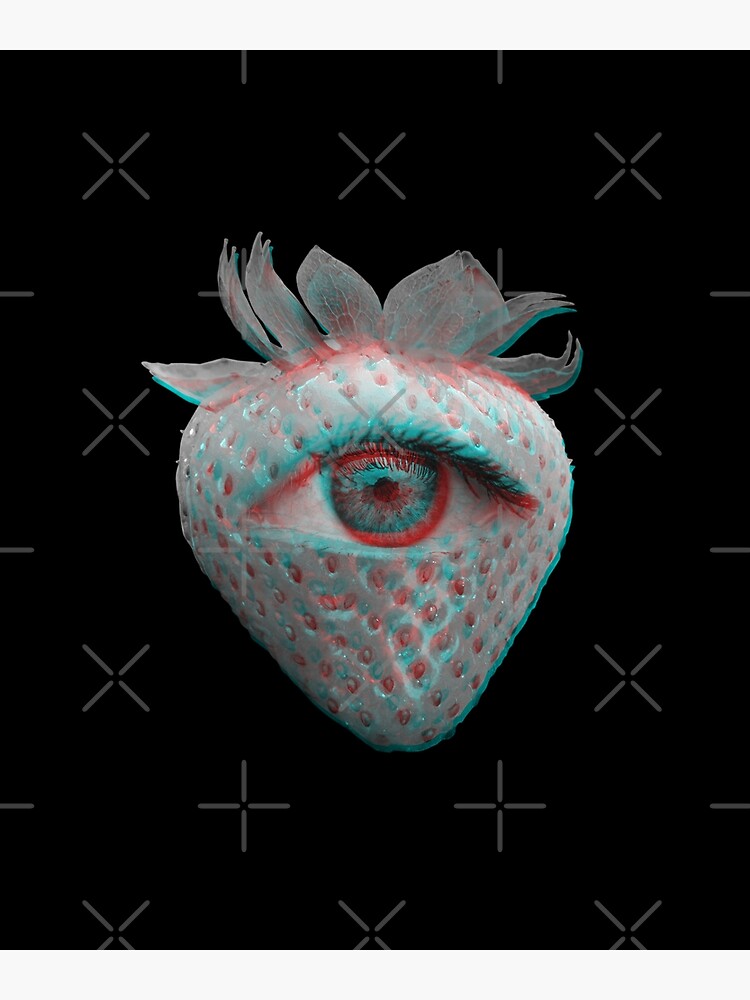 Weirdcore Aesthetics Dreamcore Glitch Eyed Strawberry  Poster for Sale by  ghost888