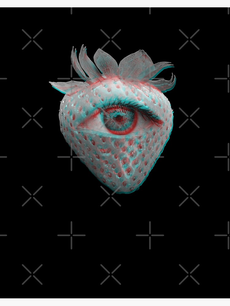 Weirdcore Aesthetics Dreamcore Glitch Eyed Strawberry | Art Board Print