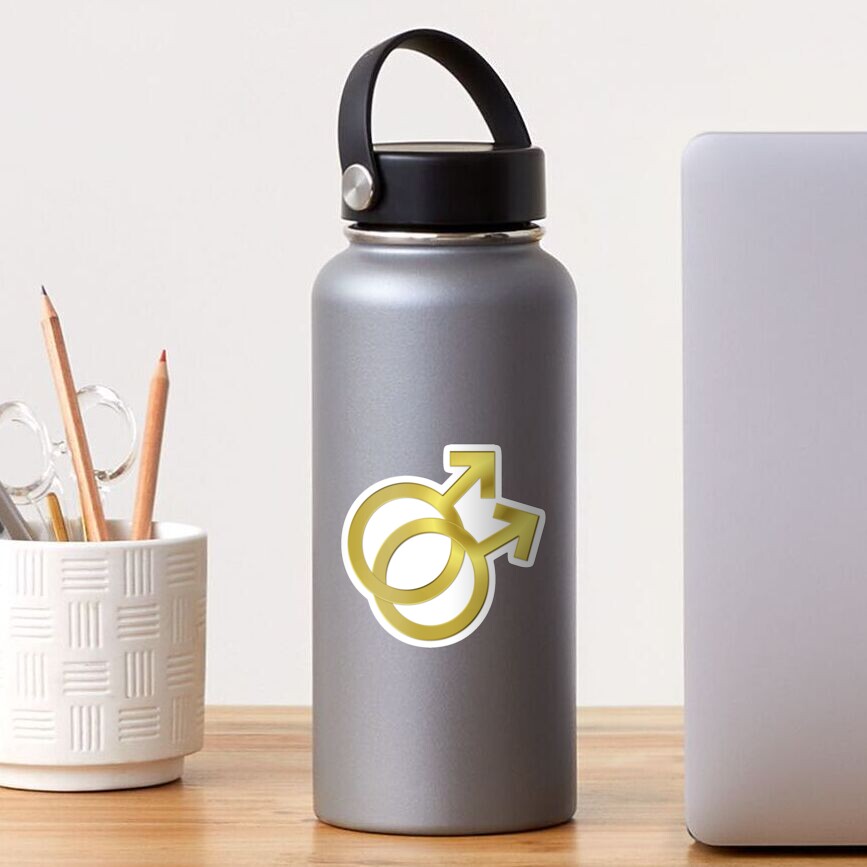 Two Interlocking Male Symbols (golden design) Sticker