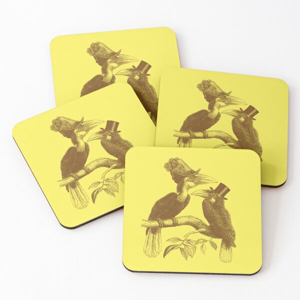 Item preview, Hornbill Wedding Couple (brown and yellow) designed and sold by Madame Memento.