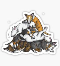 Sleeping Pile of Bull Terriers Sticker