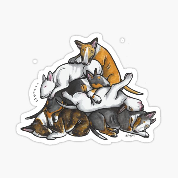 Item preview, Sleeping Pile of Bull Terriers designed and sold by animalartbyjess.