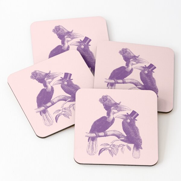Item preview, Hornbill Bird Couple (pink and purple) designed and sold by Madame Memento.