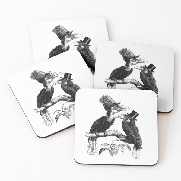Item preview, Victorian Hornbill Birds (black and white) designed and sold by Madame Memento.
