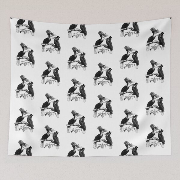 Item preview, Victorian Hornbill Birds (black and white) designed and sold by Madame Memento.