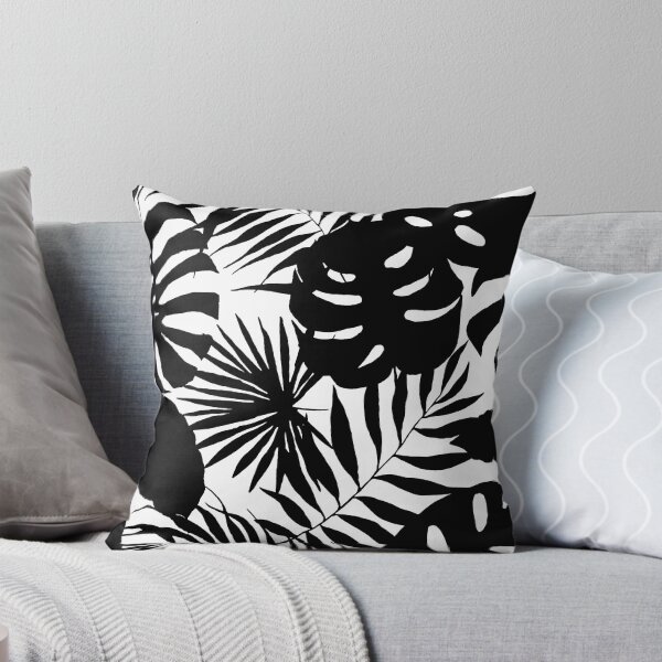 Item preview, Black and White Monstera and Palm Leaves Tropical designed and sold by Tropical Arts.