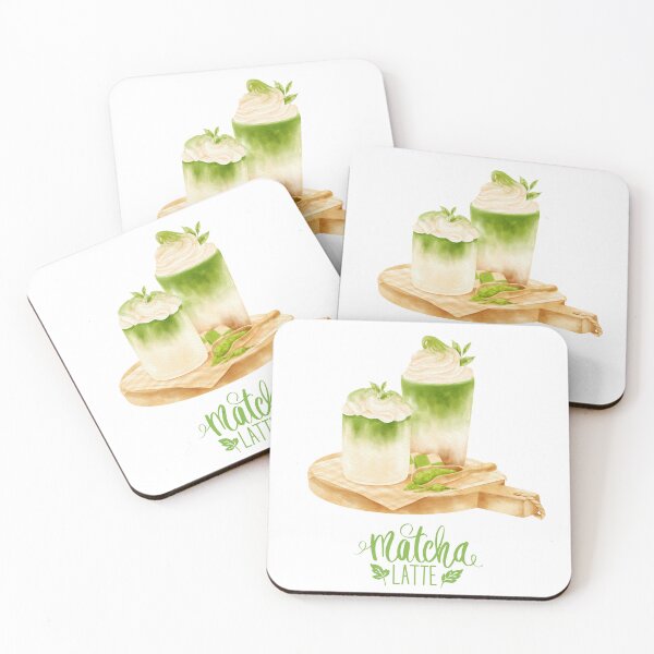 Artikelvorschau, Matcha-Latte-Aquarell-Illustration entworfen und verkauft von HappyNoireArt.