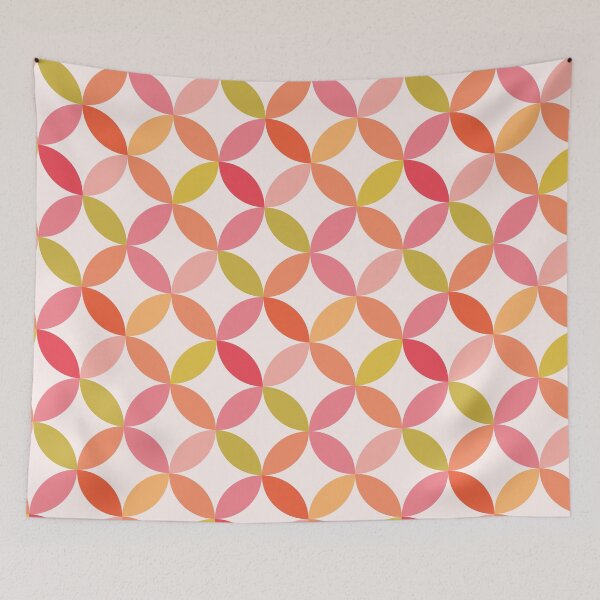Item preview,  Classic Mid century modern leaf circle pattern In pink and red  designed and sold by Yasminepatterns .