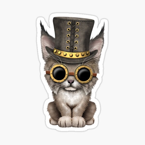 Steampunk Baby Lynx Cub  Sticker