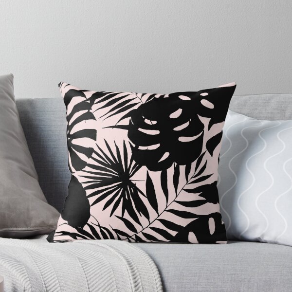 Item preview, Black and Pink Monstera and Palm Leaves Tropical designed and sold by Tropical Arts.
