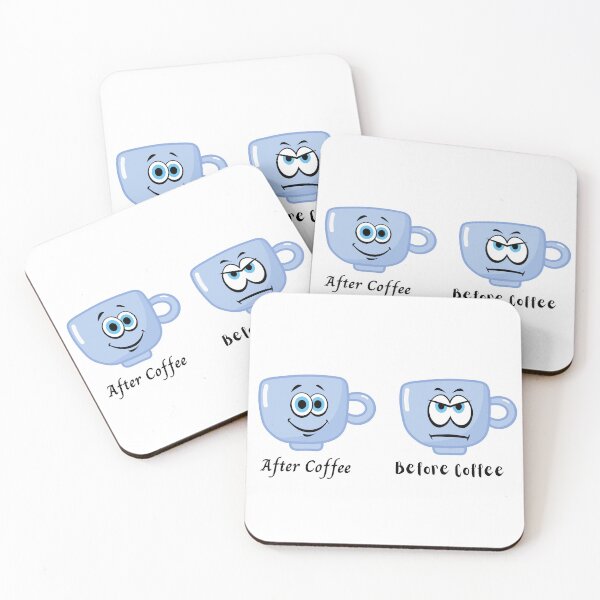 Item preview, Cute Sad and Happy face "Before and After Coffee" Design designed and sold by SheaLN.