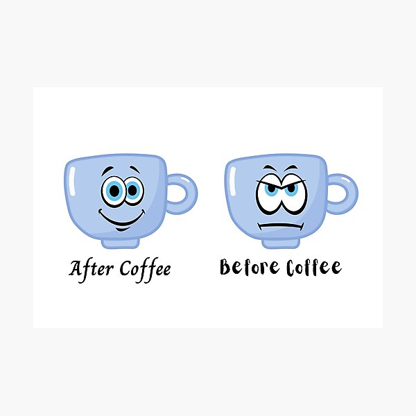 Item preview, Cute Sad and Happy face "Before and After Coffee" Design designed and sold by SheaLN.