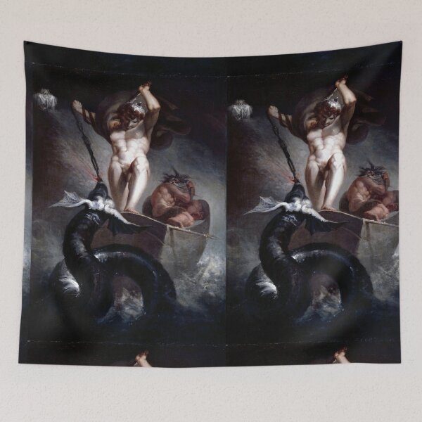 Item preview, Thor Battering the Midgard Serpent ,Tor and Jormundgandr, by Johann Heinrich Fussli ,Jormungand, the Viking sea serpent designed and sold by TeeARTHY.