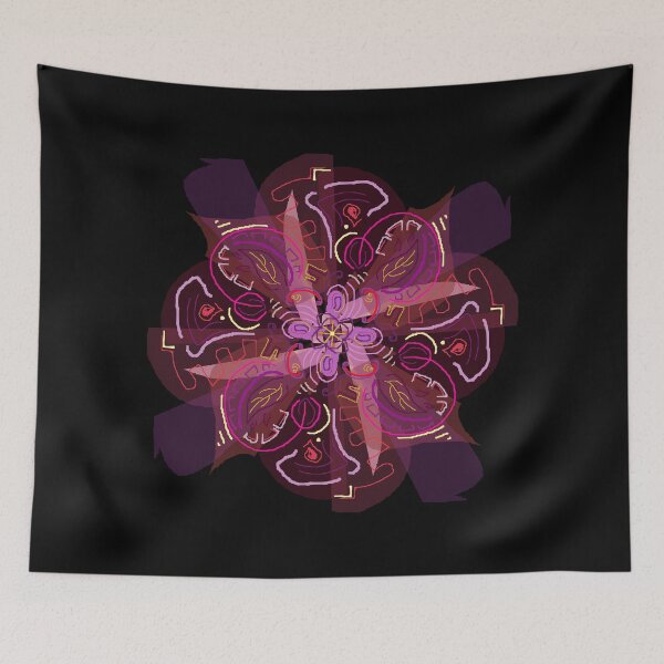 Item preview, multicolored abstract mandala design with floral decorations in shades of pink designed and sold by Goliardika-Shop.
