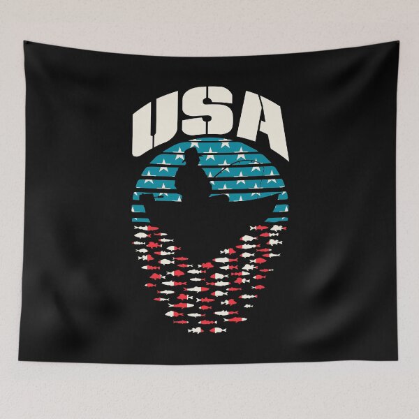 Item preview, Fisherman Dad Fishing Father's Day Retro Sunset USA Flag designed and sold by GrandeDuc.