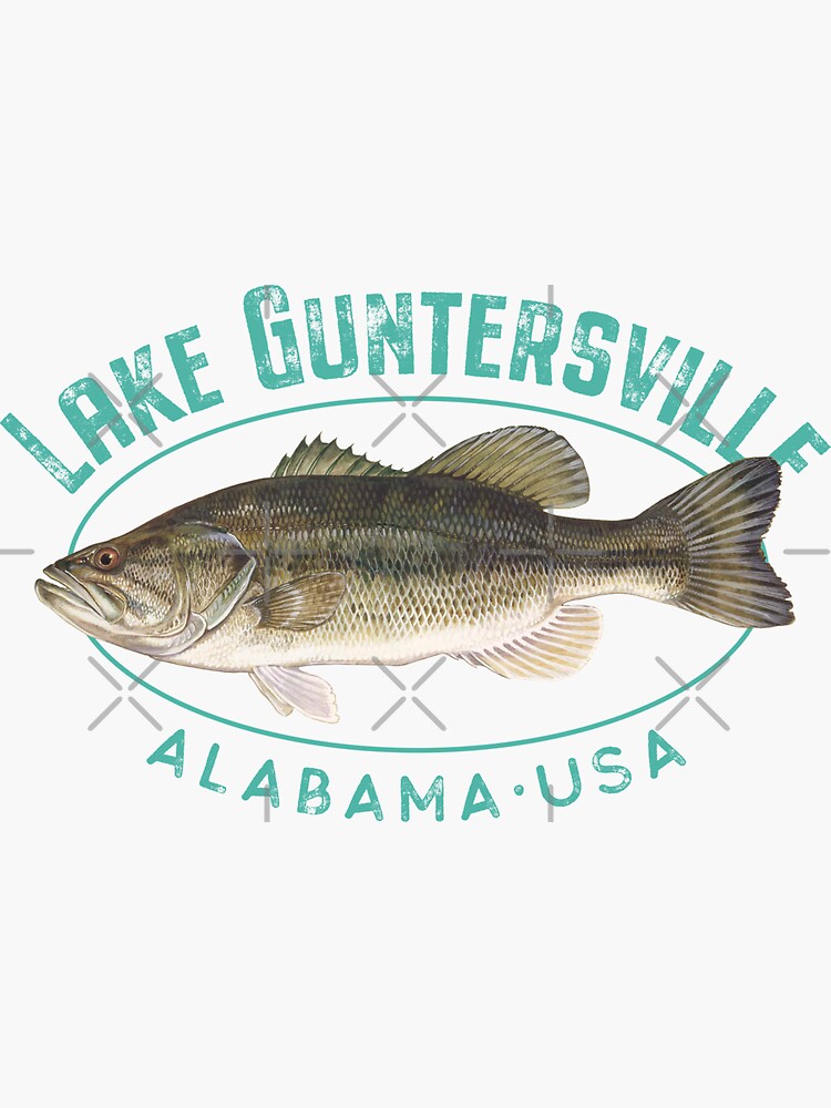 "Lake Guntersville Alabama Largemouth Bass Design" Sticker for Sale by