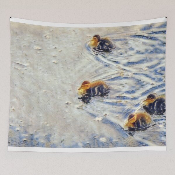 Item preview, Four ducklings in pond designed and sold by Photopat.
