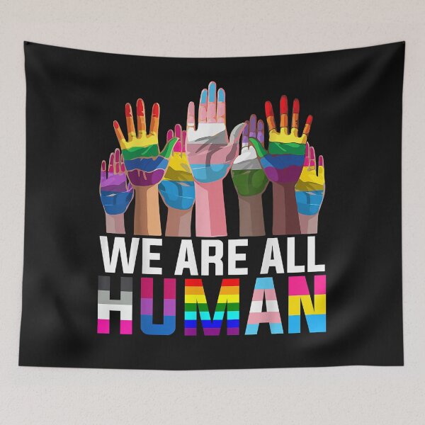Item preview, We are all Human LGBT Flag Gay Pride Month Transgender Flag designed and sold by Vignette2323.