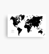 Black & White World Map Canvas Print