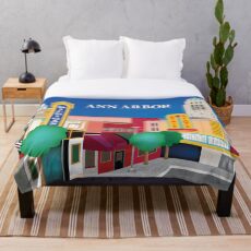 Ann Arbor, Michigan - Skyline-Illustration durch lose Blumenblätter Fleecedecke