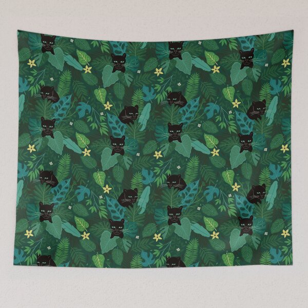 Item preview,  panthers and tropical leaves designed and sold by burbura.