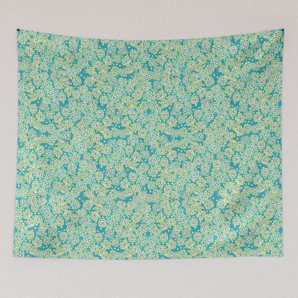Item preview, Spring Blossom, Turquoise White Yellow Floral Pattern designed and sold by Julia Khoroshikh.