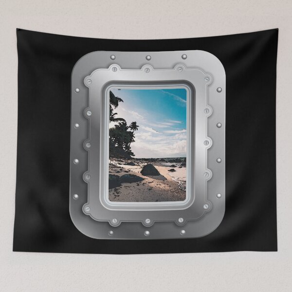 Item preview, Ship, beach, Porthole, ocean.  designed and sold by 13thstreet.
