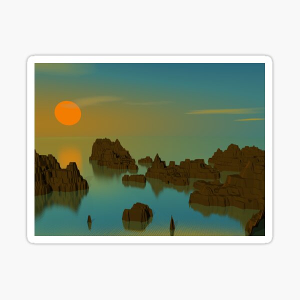 Sunset: POV RAY CGI! Sticker